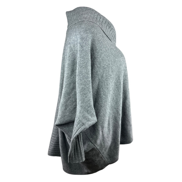 Nordstrom Collection 100% Cashmere Gray Cowl Neck Poncho Sweater Oversized XS/S - Picture 7 of 14